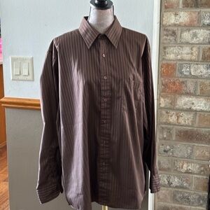 Van Heusen Brown Pinstripe Dress Shirt